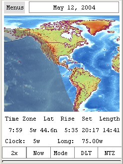 Earth&Sun for Pocket PC - Мировое время, карта Земли, всоходы и закаты